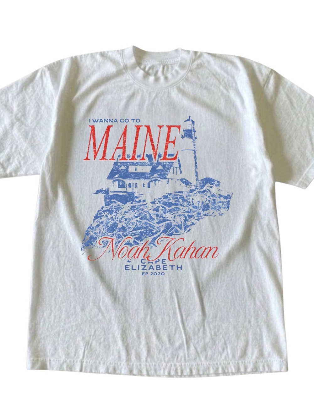 Gildan T-Shirt Noah Kahan Maine Lighthouse GraphicTee Tee White